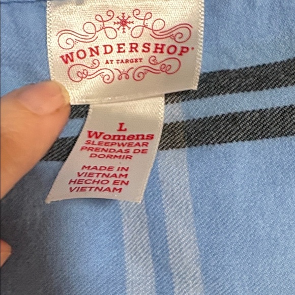 Wondershop Matching Men and Woman’s Light Blue Plaid Pajama Set  Size L (both) - Picture 3 of 5